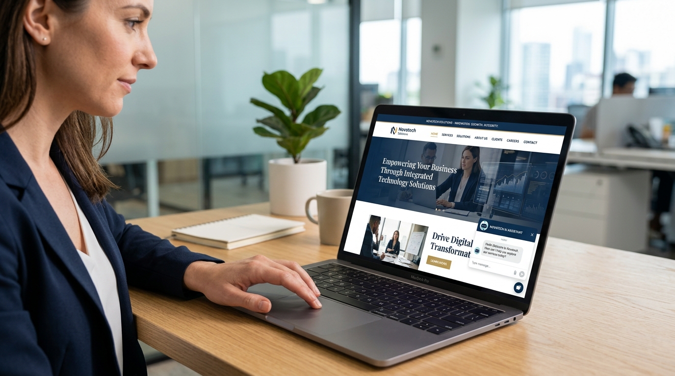 Modern business website with AI chatbot