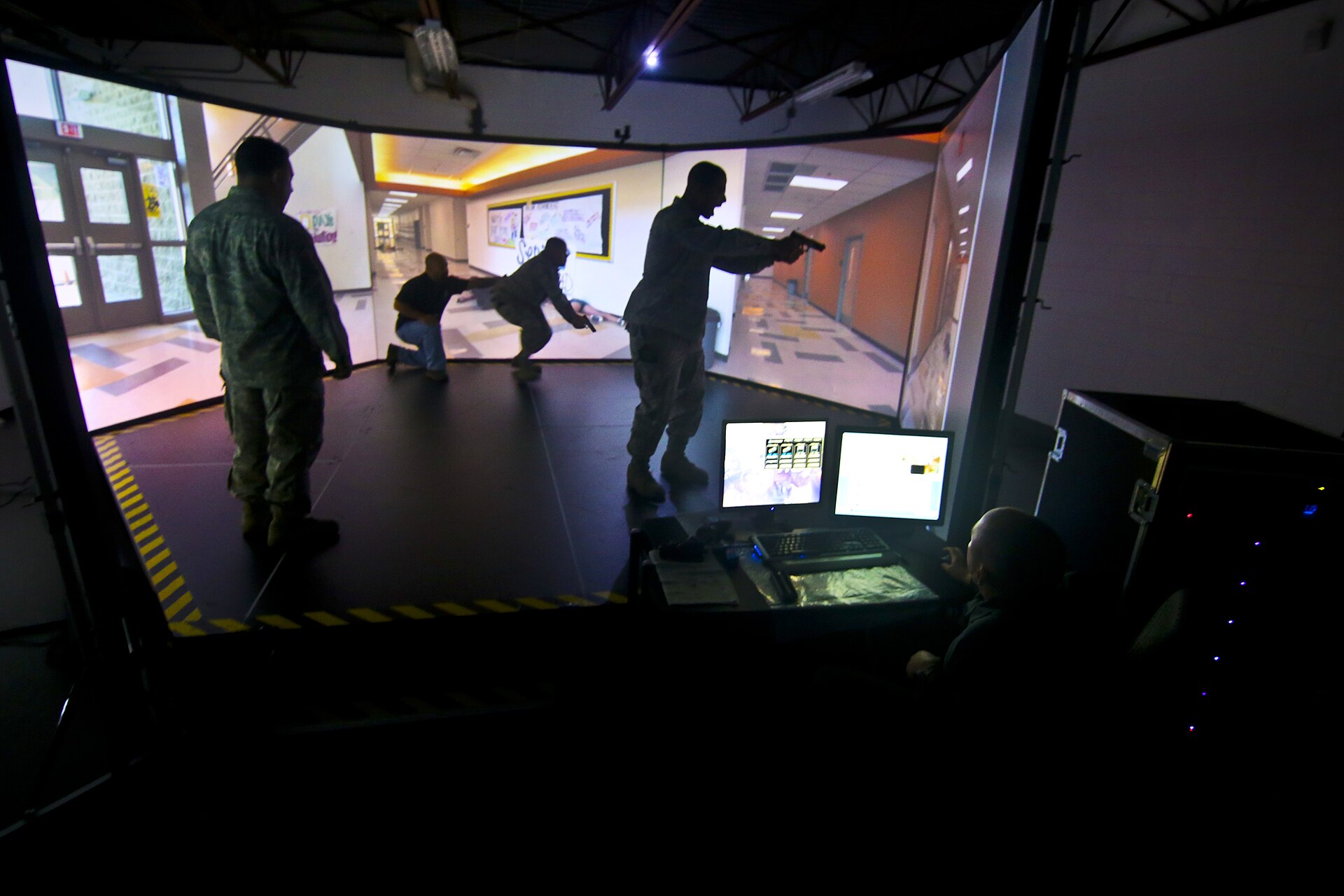 Operators in an immersive VR training simulation